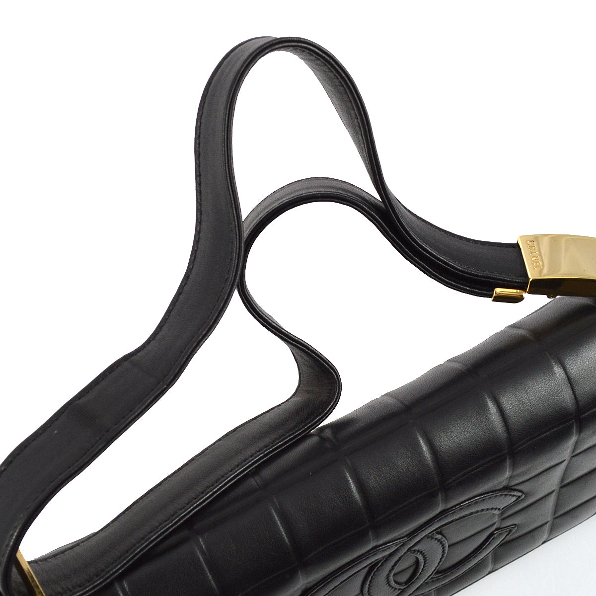Chanel 2000-2001 Black Lambskin Choco Bar Shoulder Bag