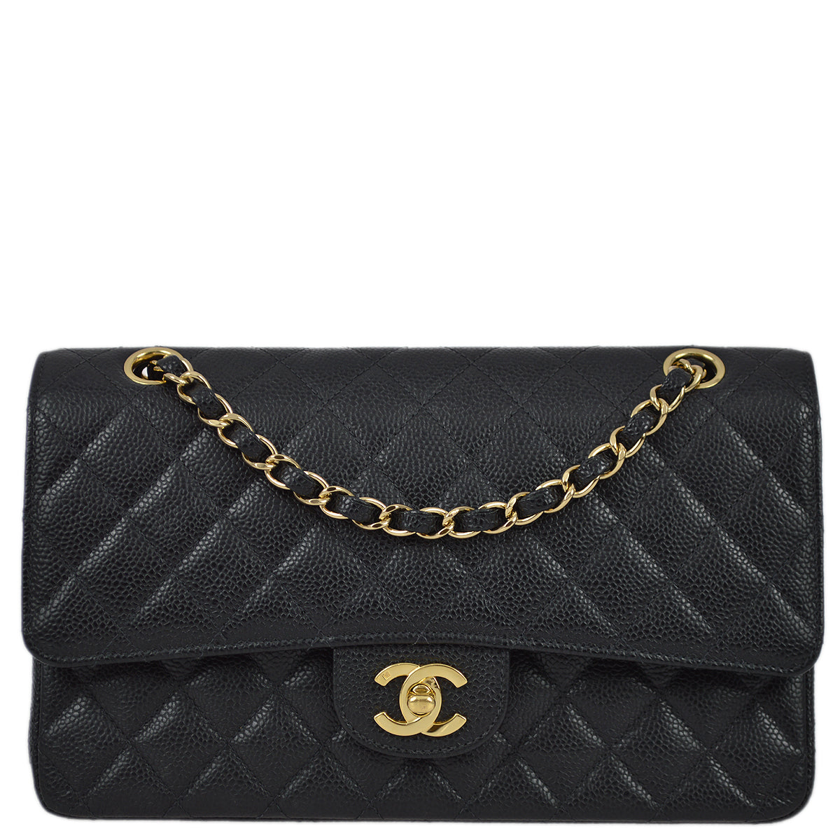 Chanel 2003-2004 Black Caviar Medium Classic Double Flap Bag