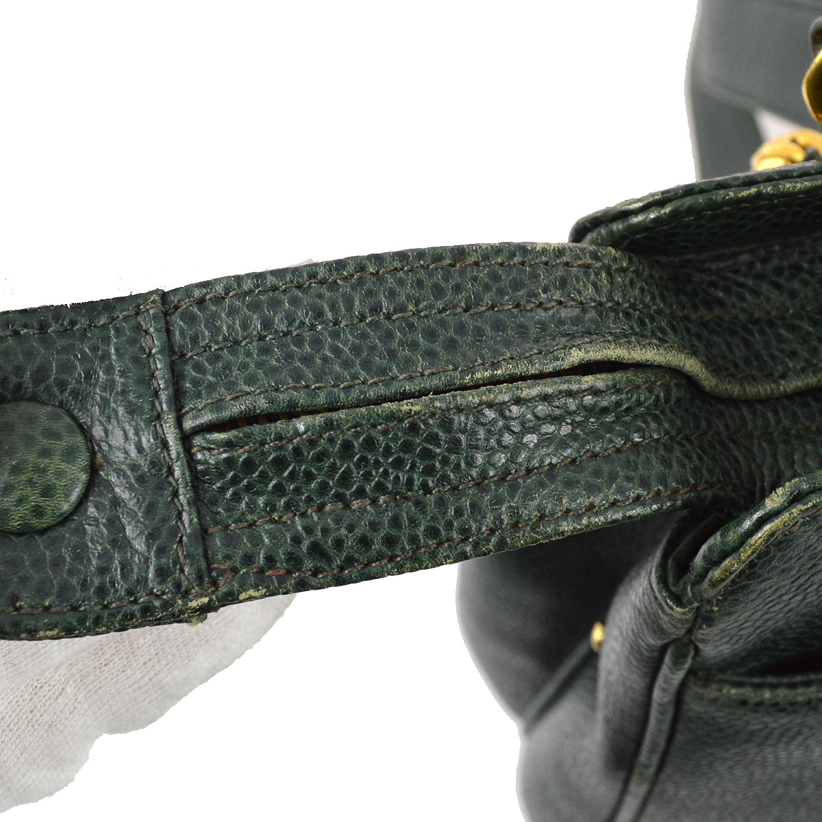 Chanel 1994-1996 Green Caviar Triple CC Shoulder Tote Bag