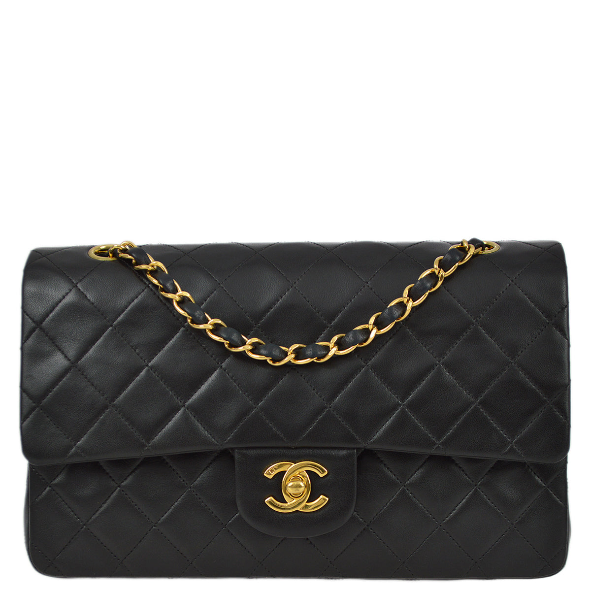Chanel 1997-1999 Black Lambskin Medium Classic Double Flap Bag
