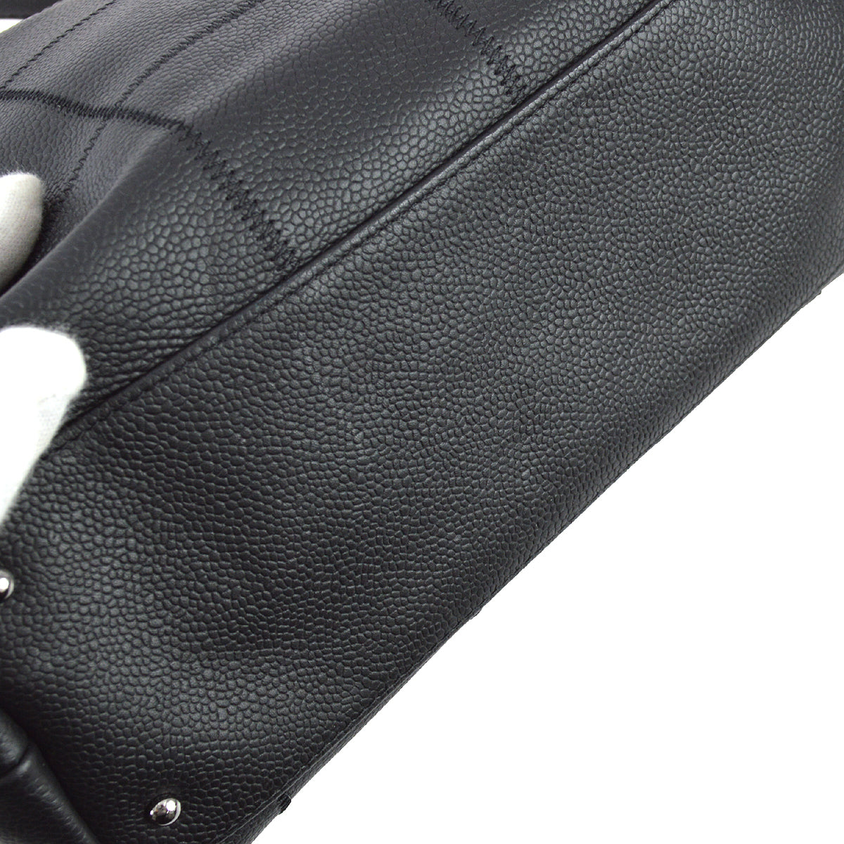 Chanel 2005-2006 Black Caviar Choco Bar Tote Handbag