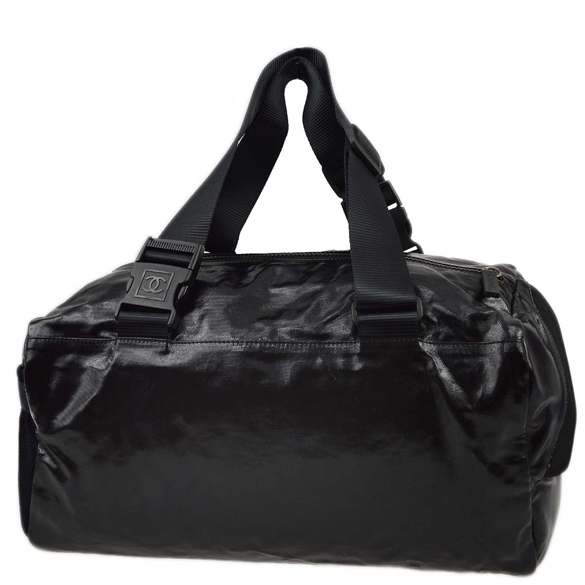 Chanel 2006-2008 Sports Line Black Vinyl Gym Bag 35