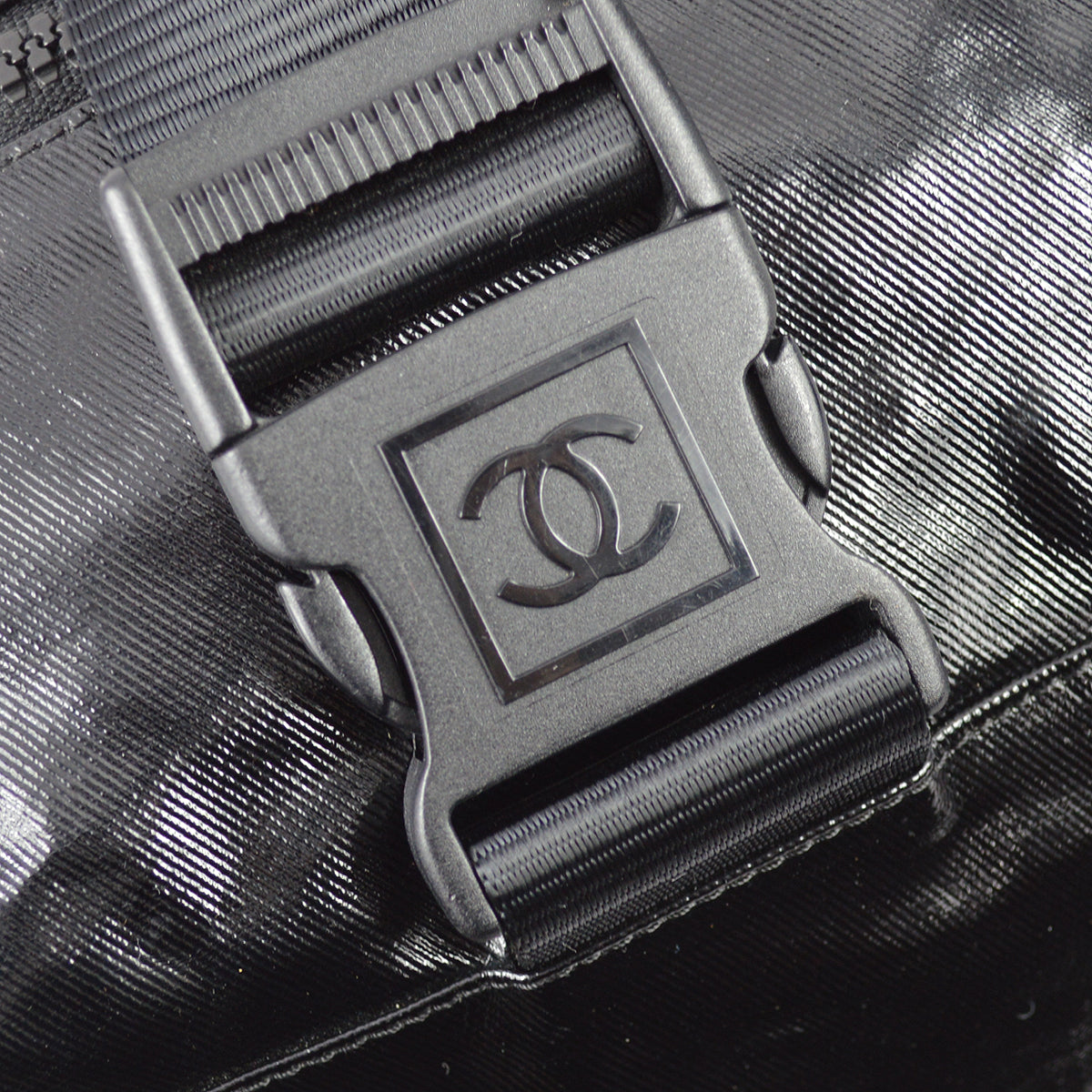 Chanel 2006-2008 Sports Line Black Vinyl Gym Bag 35