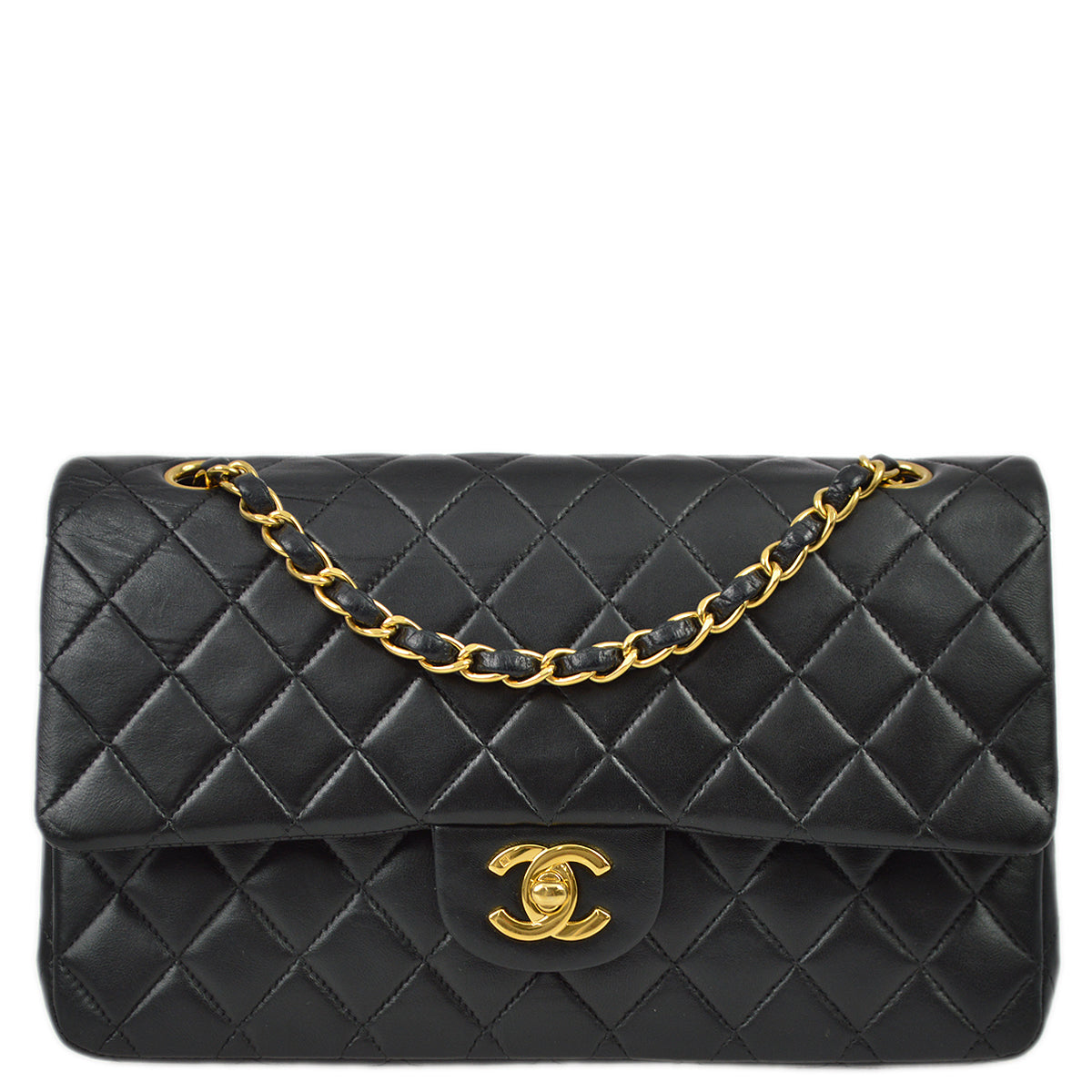 Chanel 2000-2001 Black Lambskin Medium Classic Double Flap Bag
