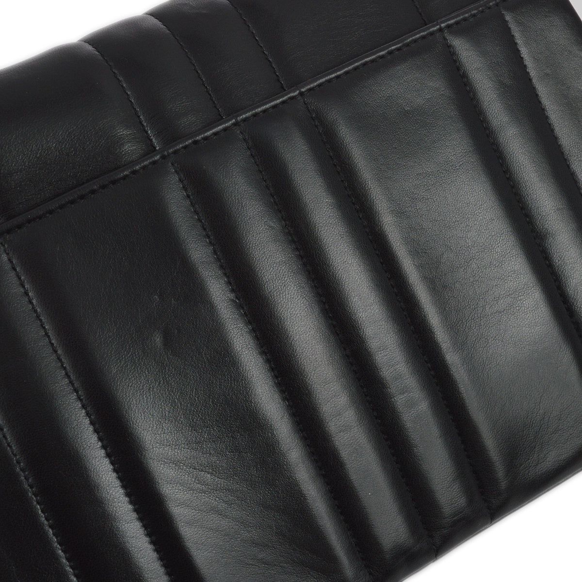 Chanel 1994-1996 Black Lambskin Small Vertical Stitch Straight Flap Bag