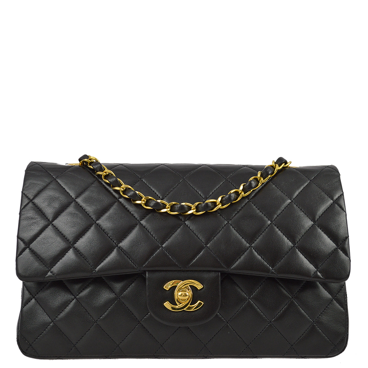 Chanel 1994-1996 Black Lambskin Medium Classic Double Flap Bag