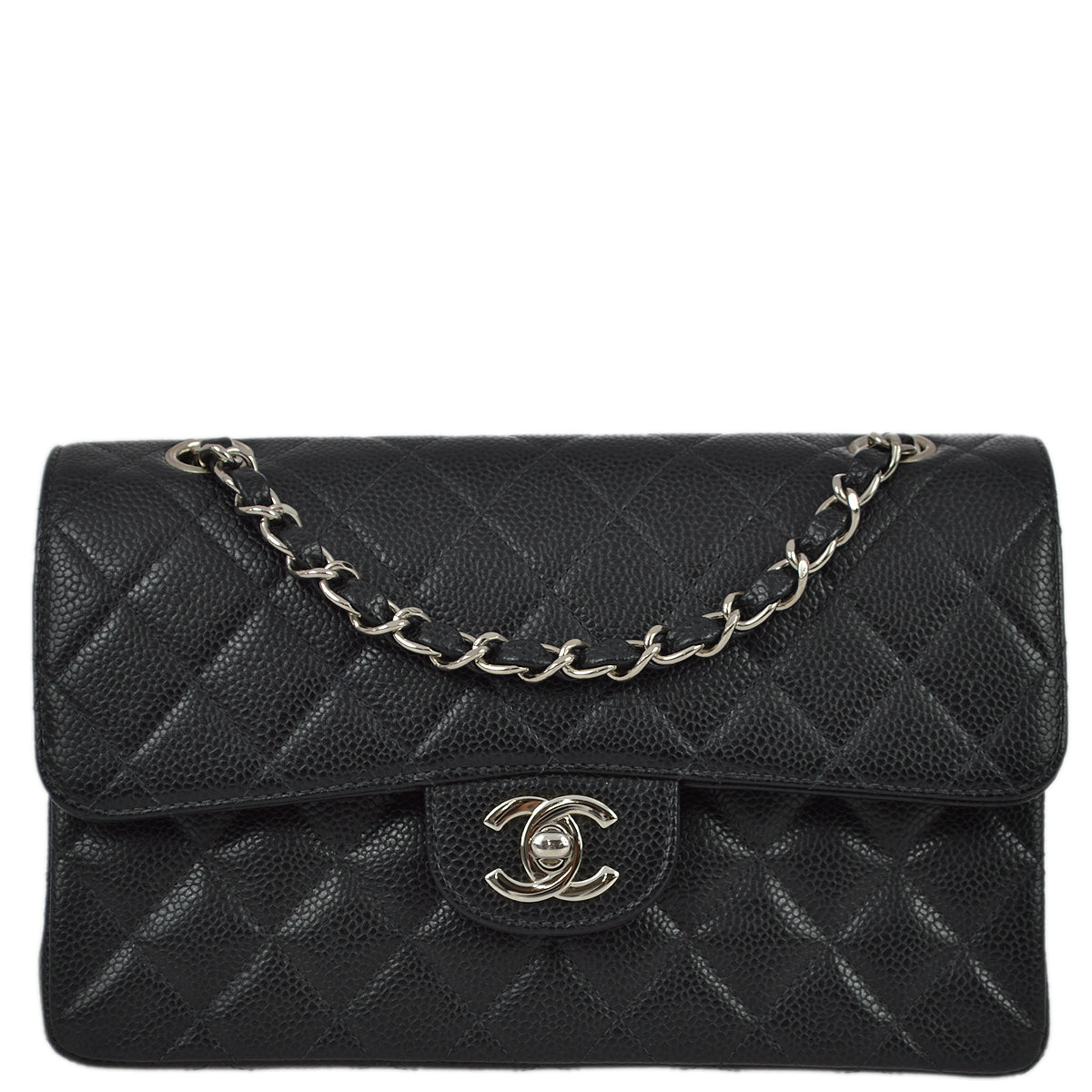 Chanel 2000-2001 Black Caviar Small Classic Double Flap Bag SHW