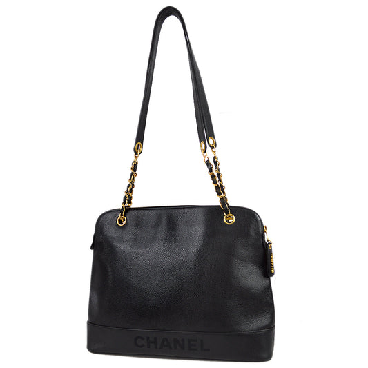 Chanel 1996-1997 Black Caviar Shoulder Tote