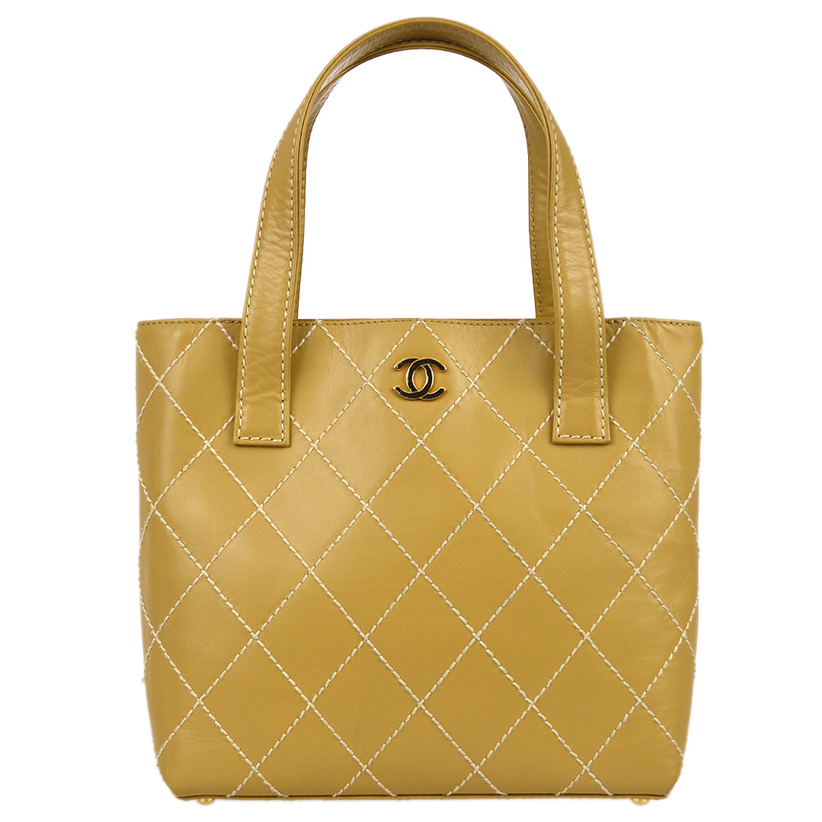 Chanel 2001-2003 Beige Calfskin Wild Stitch Tote Handbag