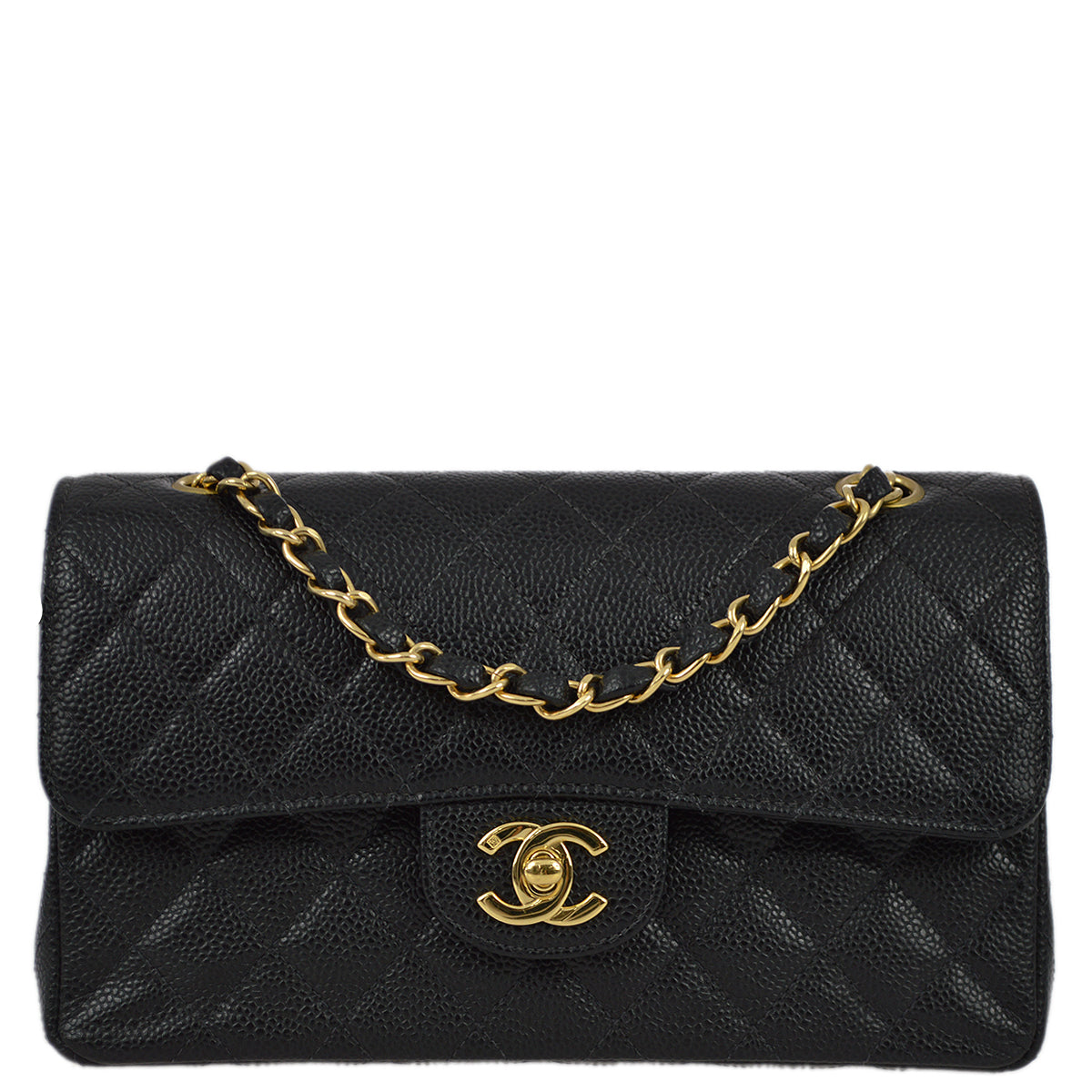 Chanel 2001-2003 Black Caviar Small Classic Double Flap Bag