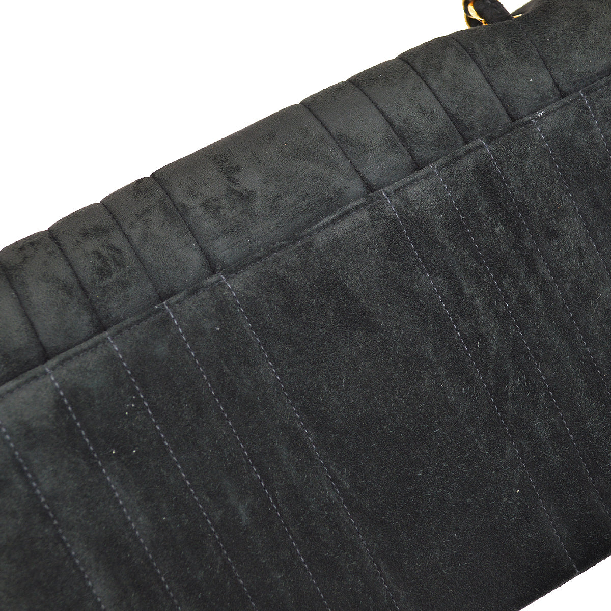 Chanel 1991-1994 Black Suede Medium Vertical Stitch Single Flap Bag