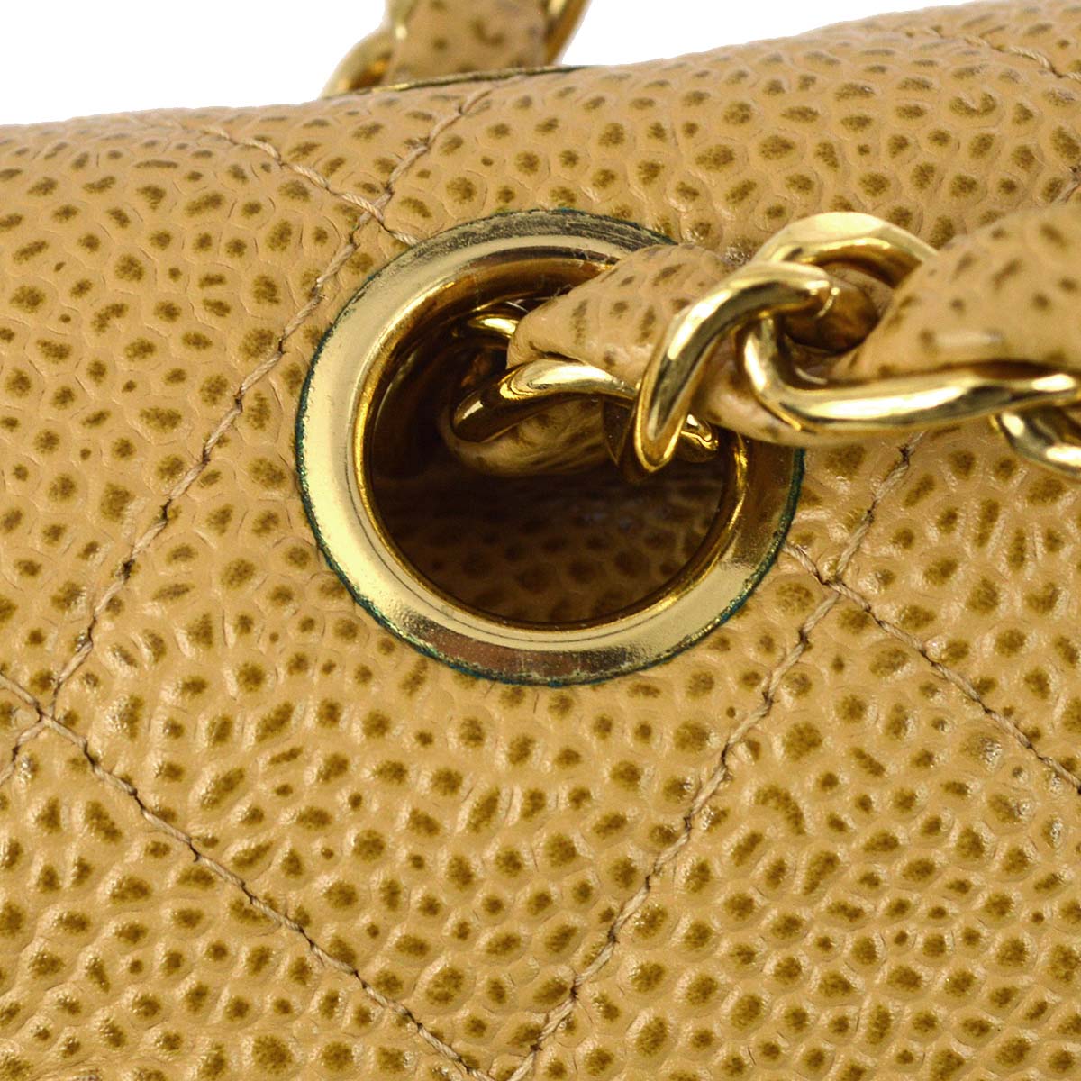 Chanel 2001-2003 Beige Caviar Medium Classic Double Flap Bag