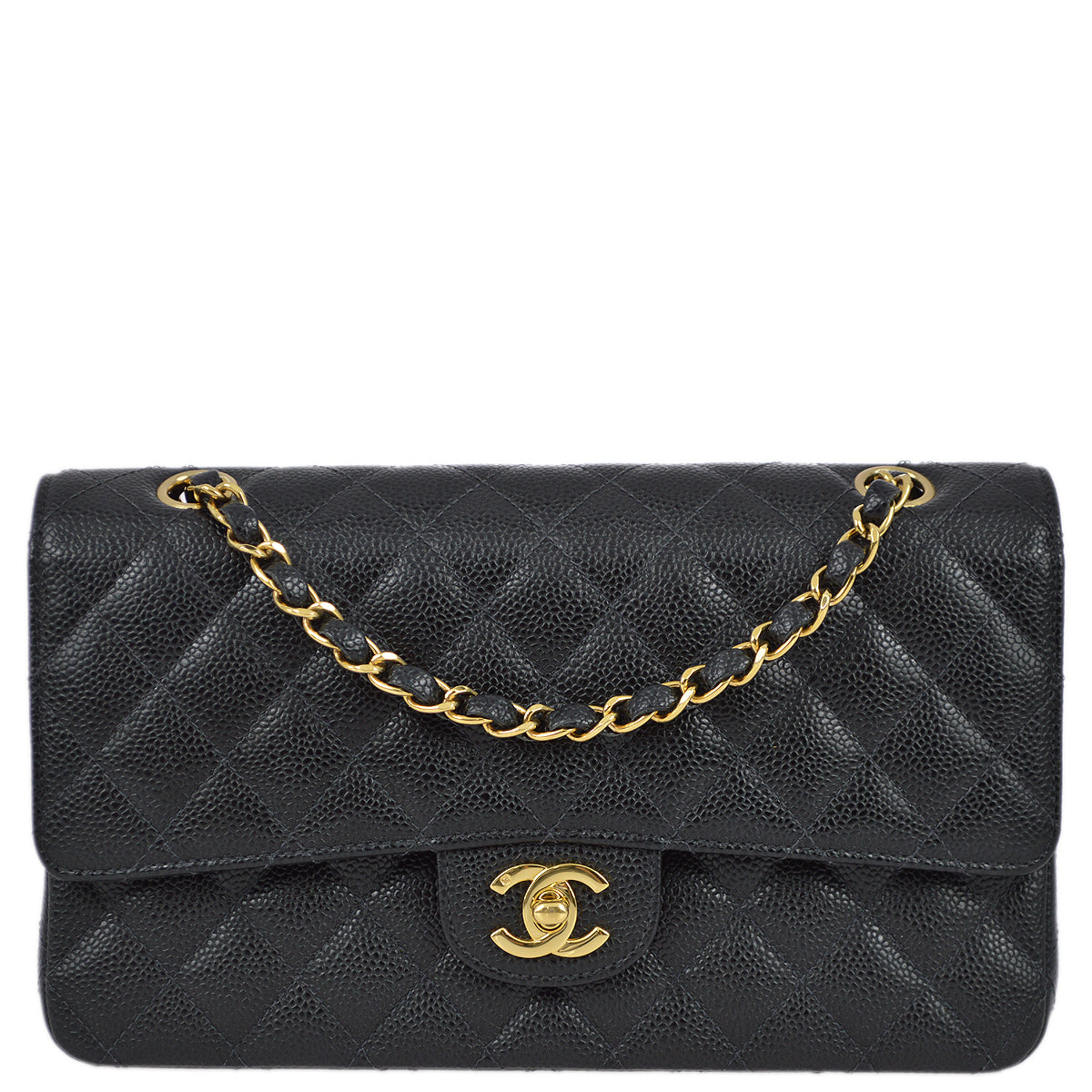 Chanel 2003-2004 Black Caviar Medium Classic Double Flap Bag