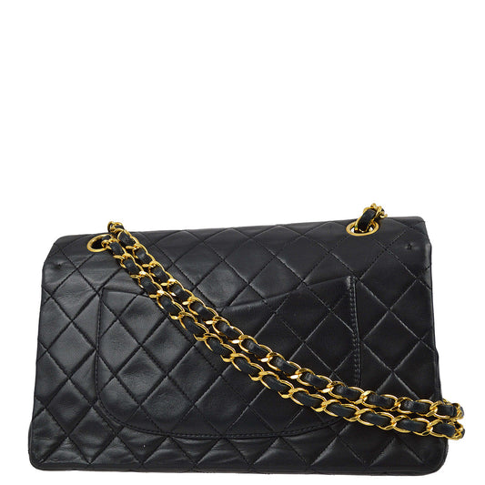 Chanel 1989-1991 Black Lambskin Medium Classic Double Flap Bag