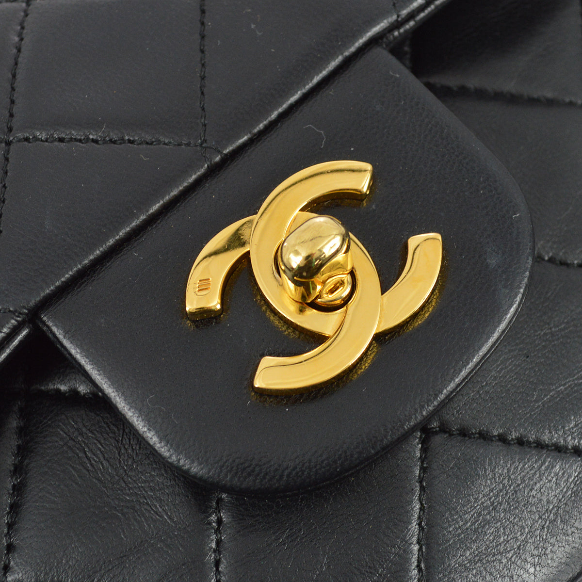 Chanel 1989-1991 Black Lambskin Medium Classic Double Flap Bag