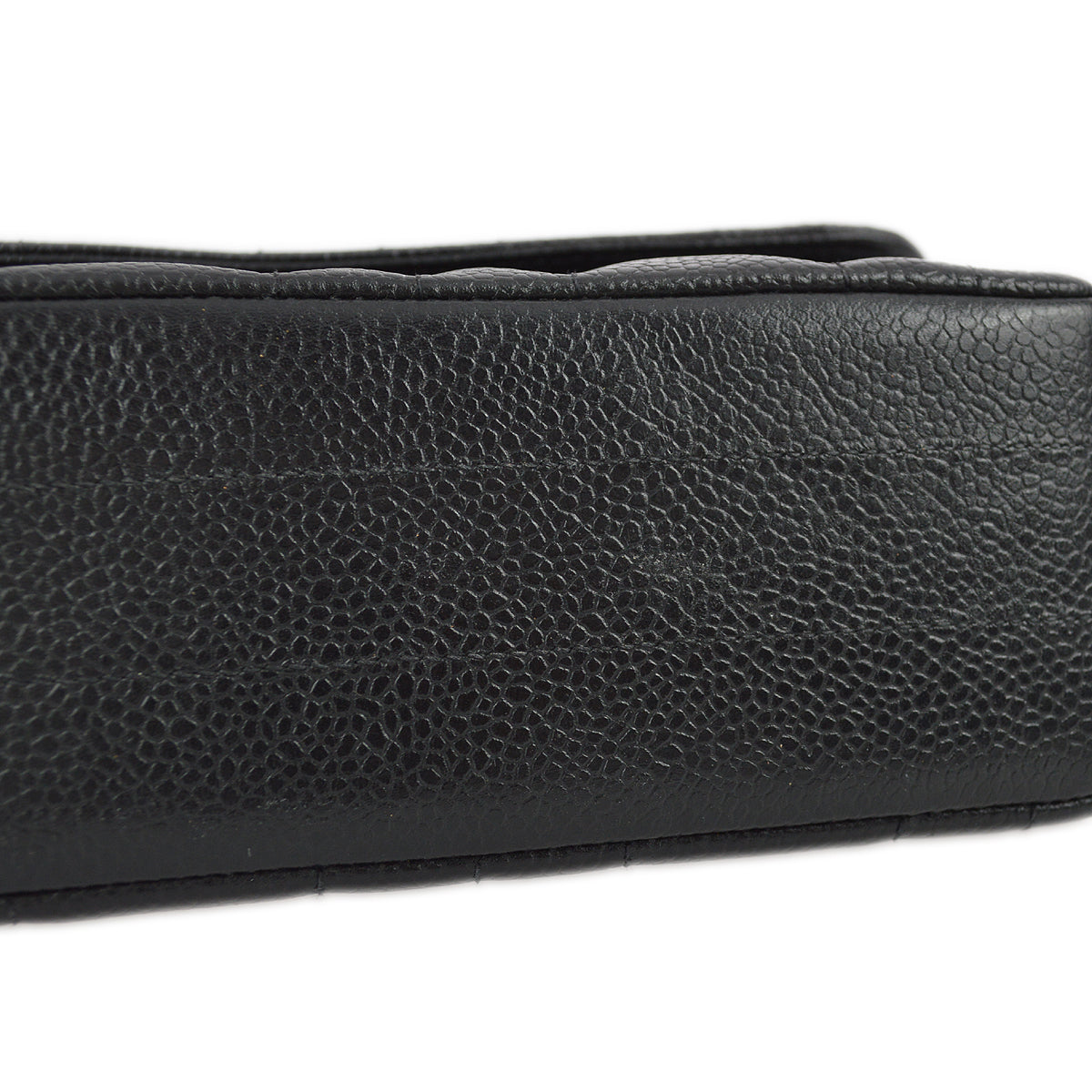 Chanel * 1994-1996 Black Caviar Mini Vertical Stitch Straight Flap Bag