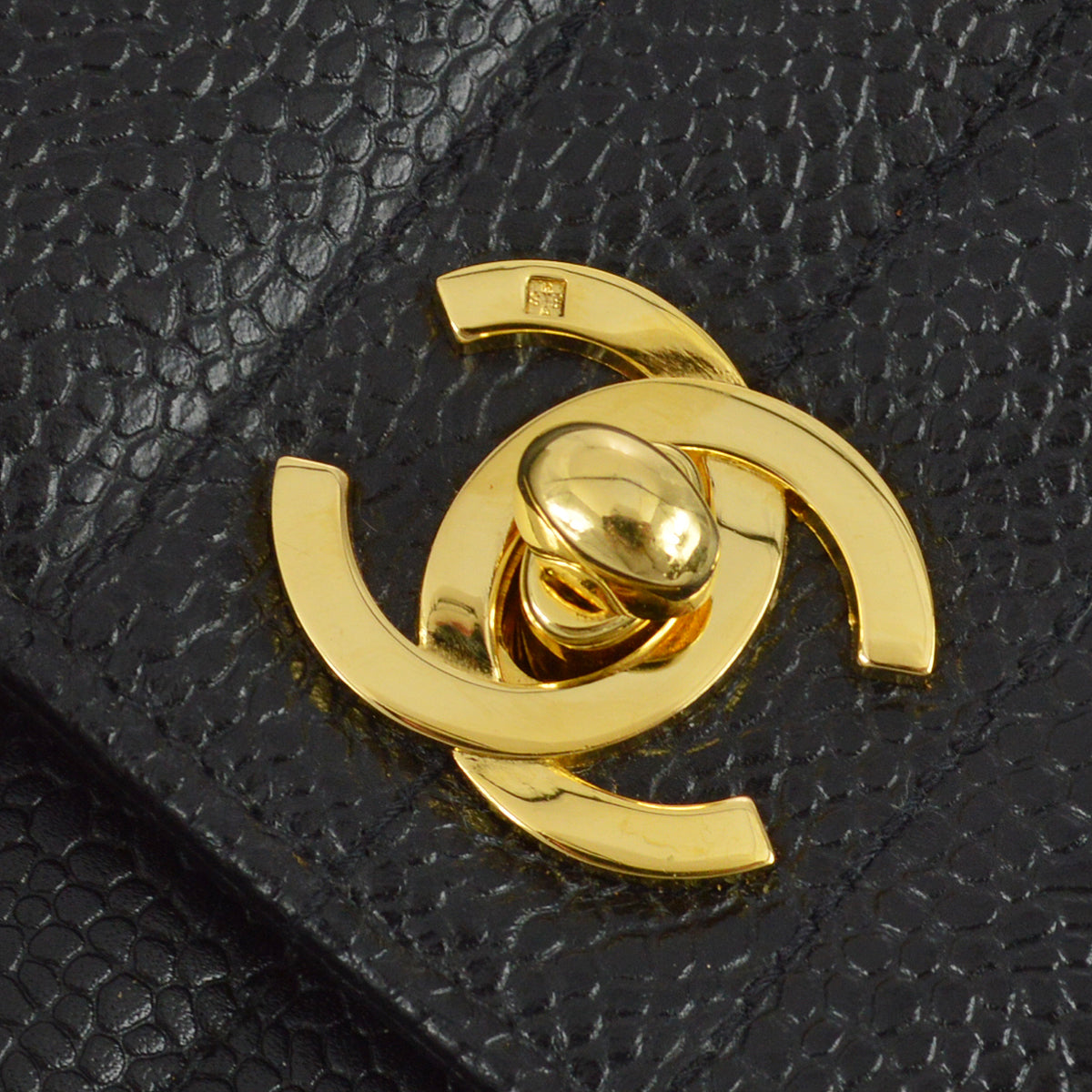 Chanel * 1994-1996 Black Caviar Mini Vertical Stitch Straight Flap Bag