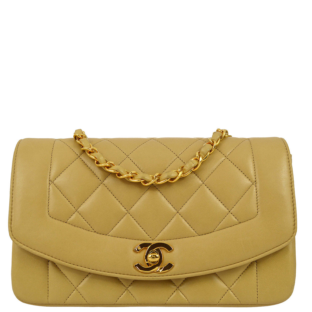 Chanel * 1991-1994 Beige Lambskin Small Diana Flap Bag