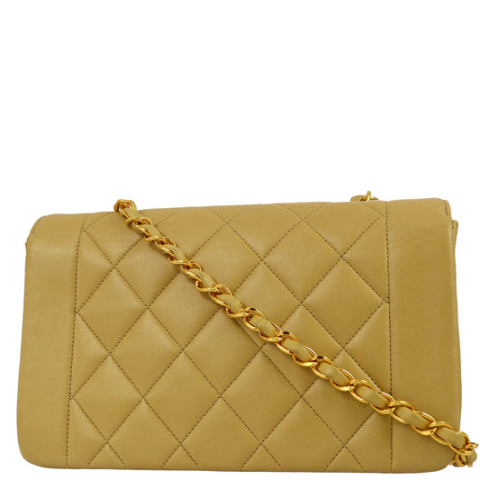 Chanel * 1991-1994 Beige Lambskin Small Diana Flap Bag