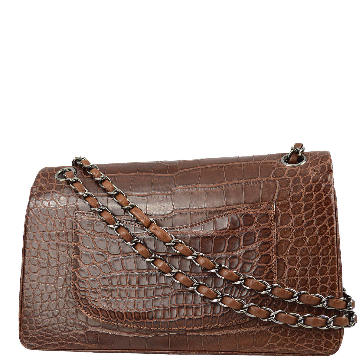 Chanel * 2001-2003 Brown Crocodile Medium Classic Double Flap SHW