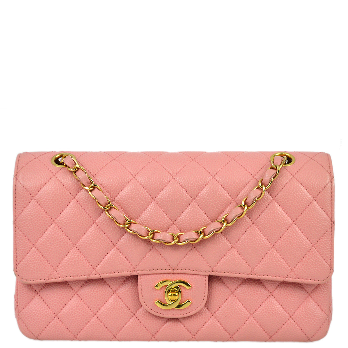 Chanel 2004-2005 Pink Caviar Medium Classic Double Flap Bag