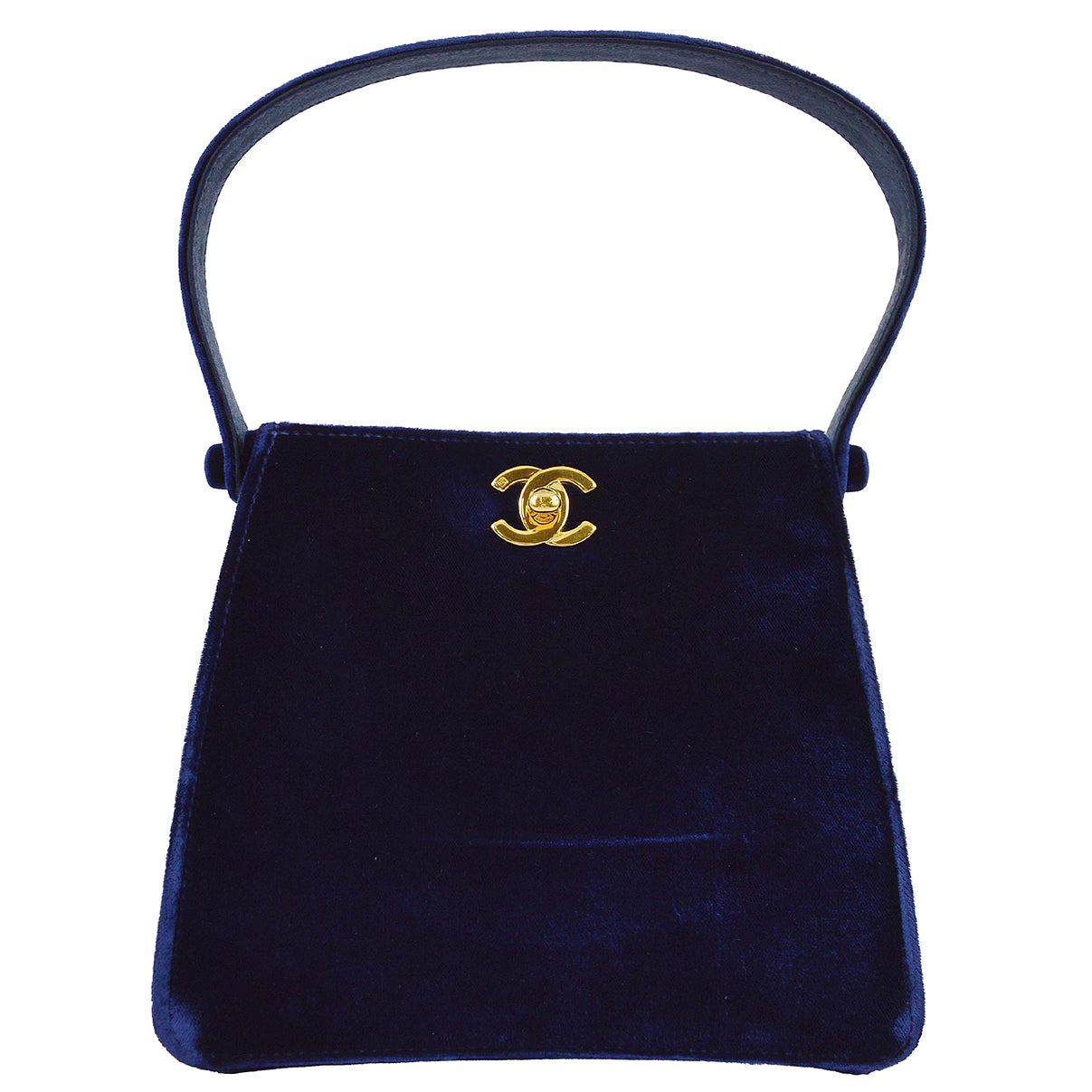 Chanel * 1997-1999 Blue Velvet Double Sided Turnlock Handbag