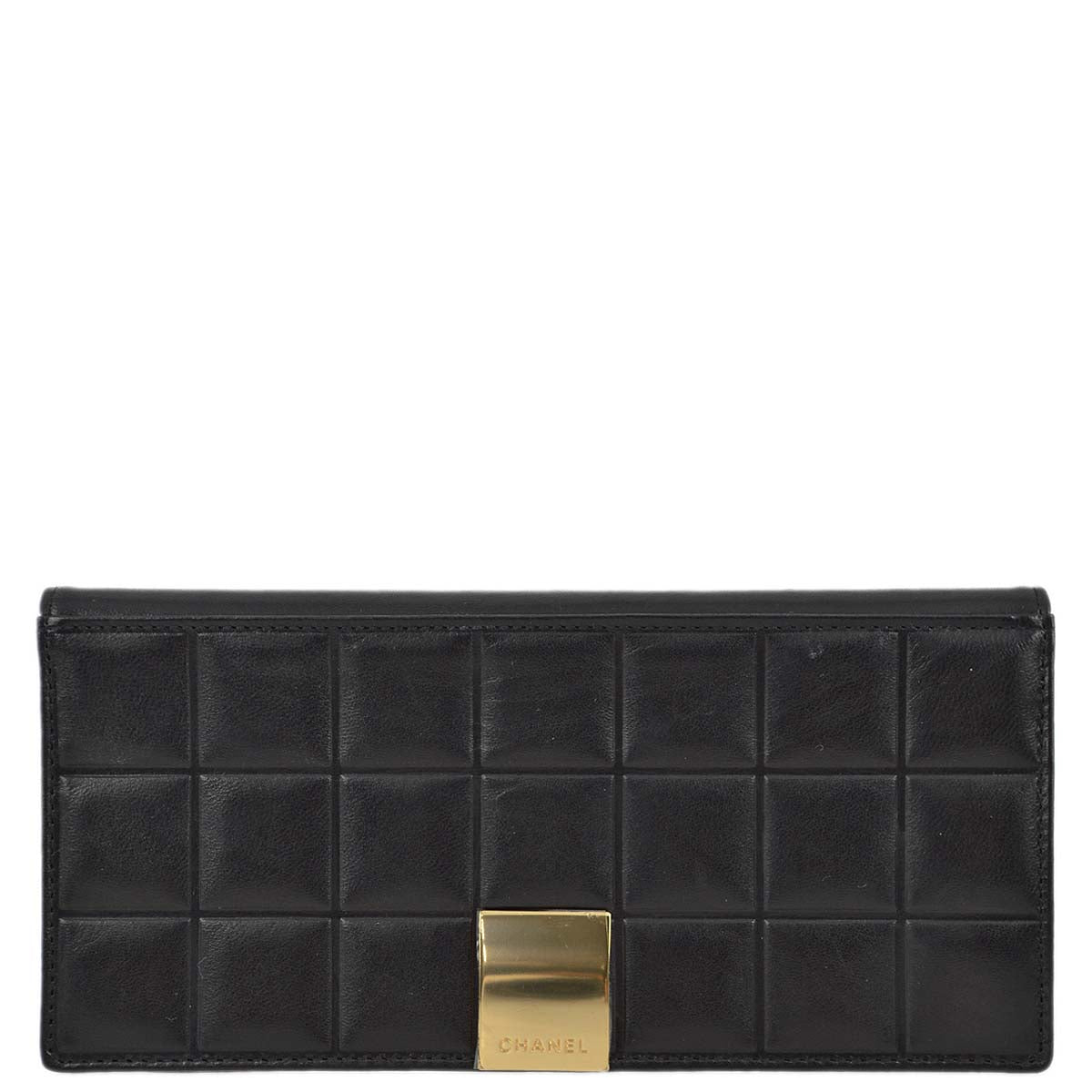 Chanel 2001-2003 Black Lambskin Choco Bar Long Wallet