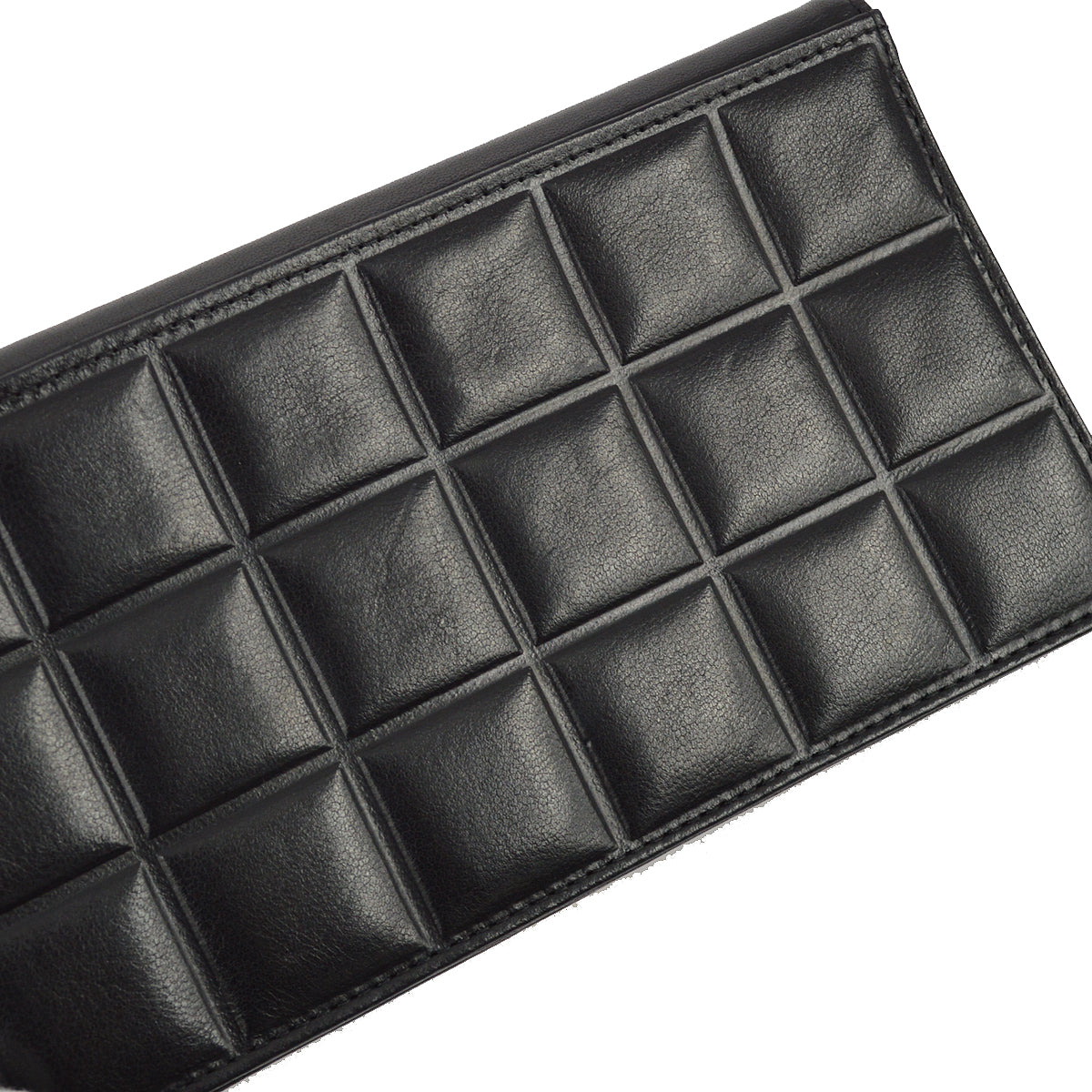 Chanel 2001-2003 Black Lambskin Choco Bar Long Wallet