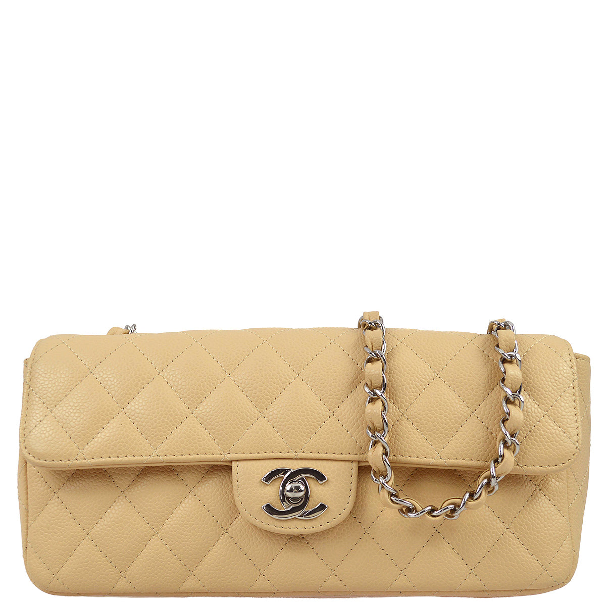 Chanel * 2008-2009 Beige Caviar Skin East West Bag SHW