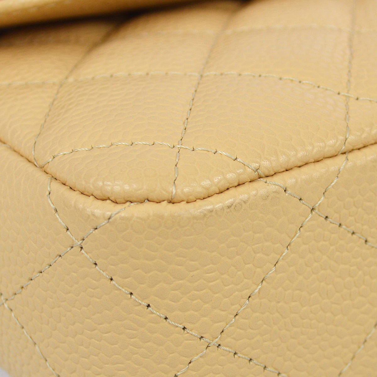 Chanel * 2008-2009 Beige Caviar Skin East West Bag SHW