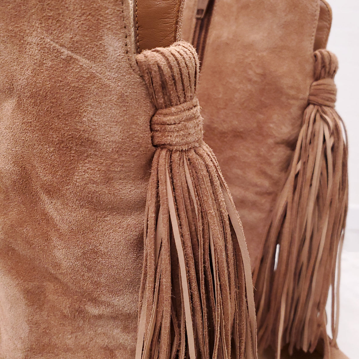 CHRISTIAN LOUBOUTIN SUEDE BOOTIES WITH FRINGE - SIZE 40.5