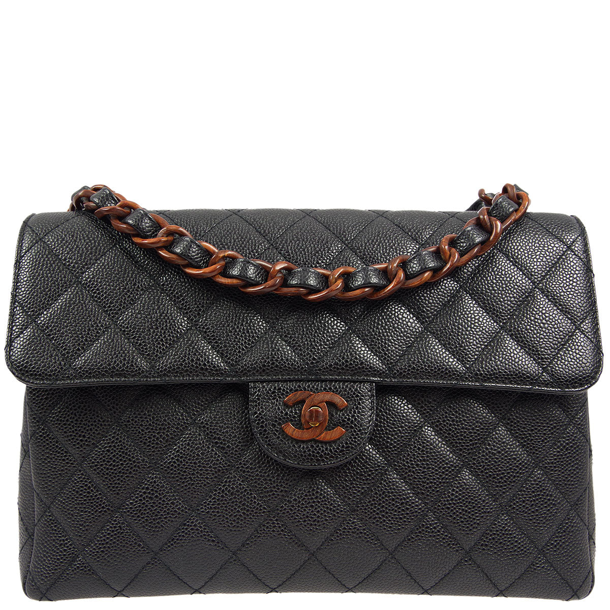 Chanel * 1997-1999 Black Caviar Jumbo Classic Flap Bag