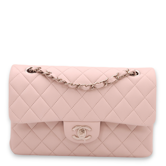 Classic Double Flap Small 21B Lilac Shoulder Bag in Lambskin, Palladium hardware