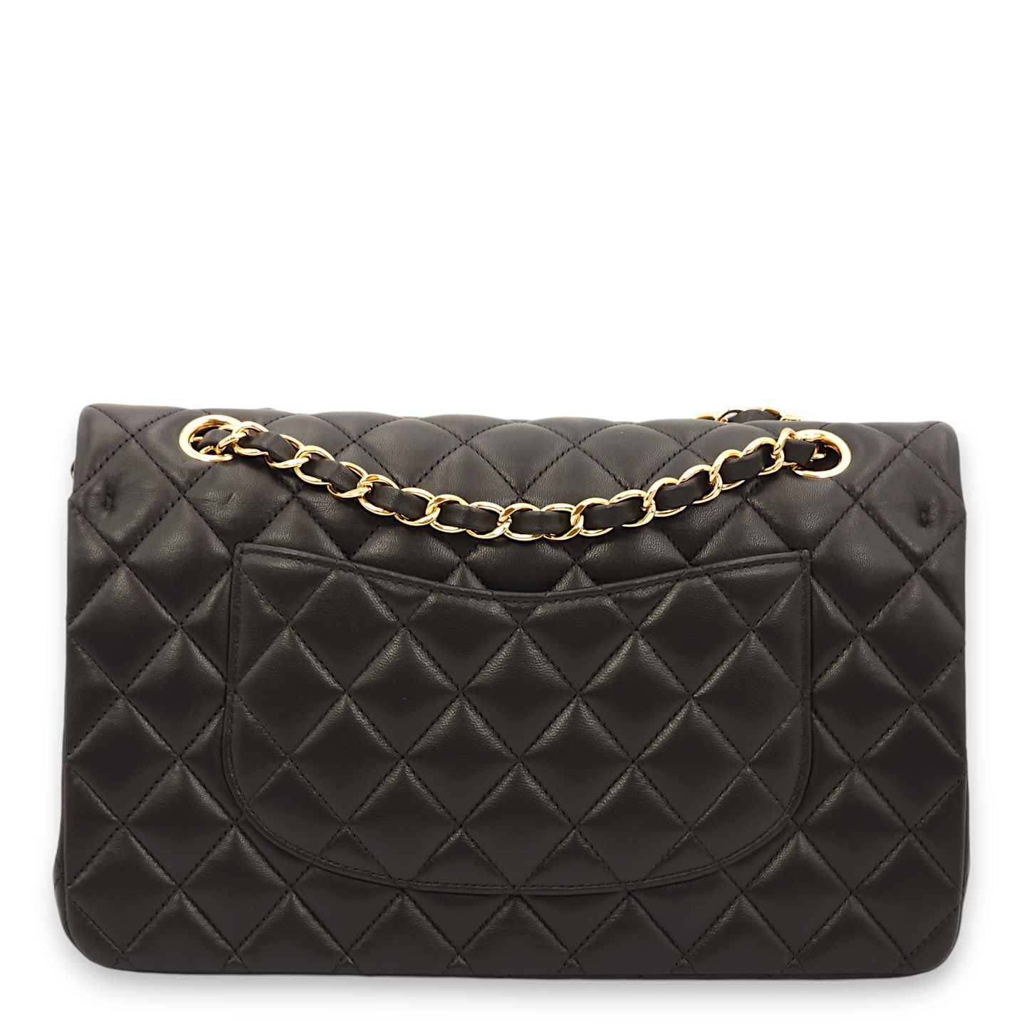 Classic Double Flap Medium Black Shoulder Bag in Lambskin, Gold hardware