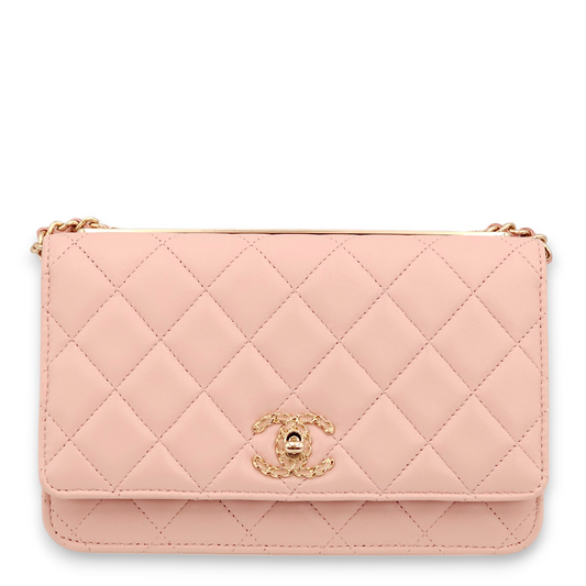 Trendy CC Pink Wallet On Chain in Lambskin