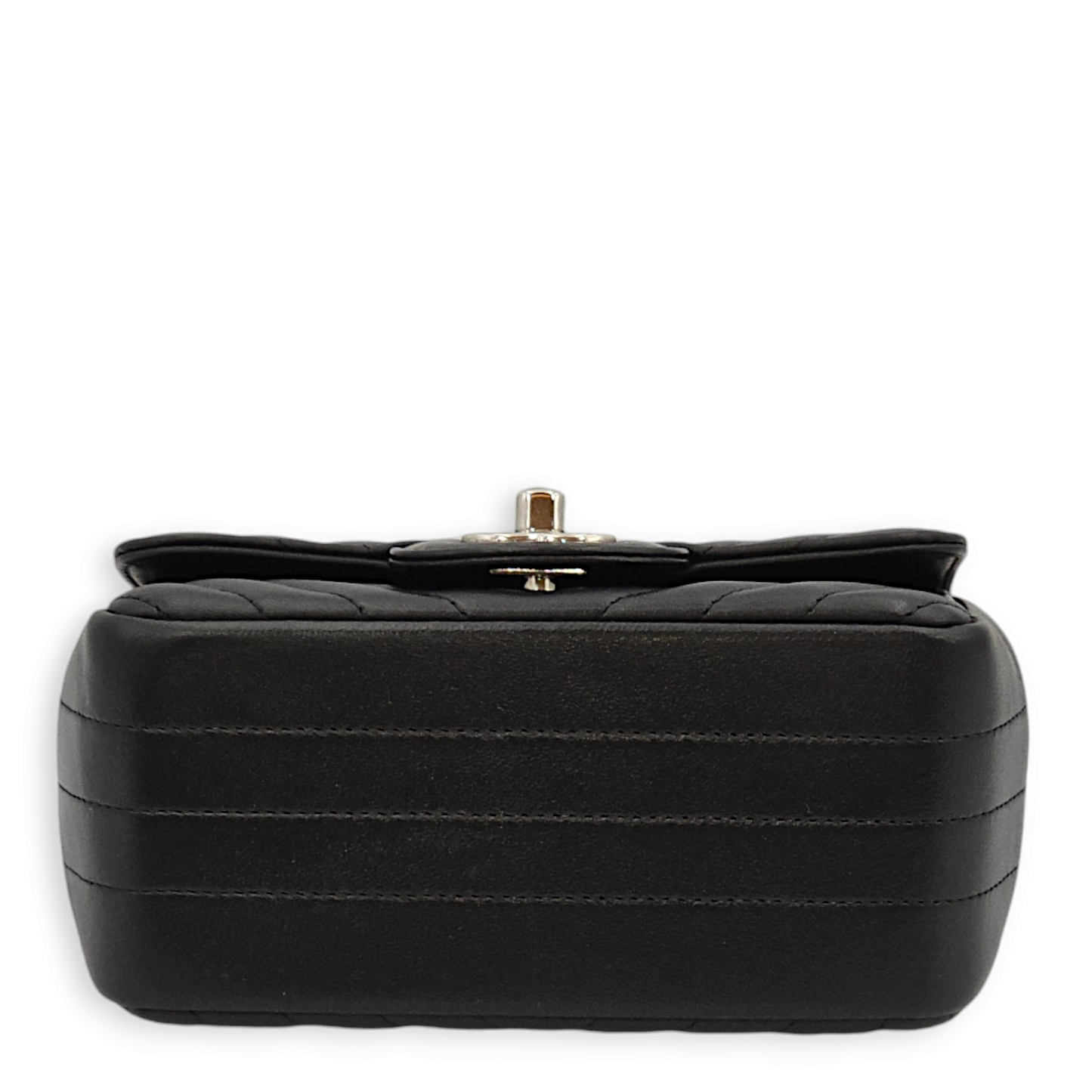 Chevron Mini Black Crossbody Bag in Lambskin, Palladium hardware