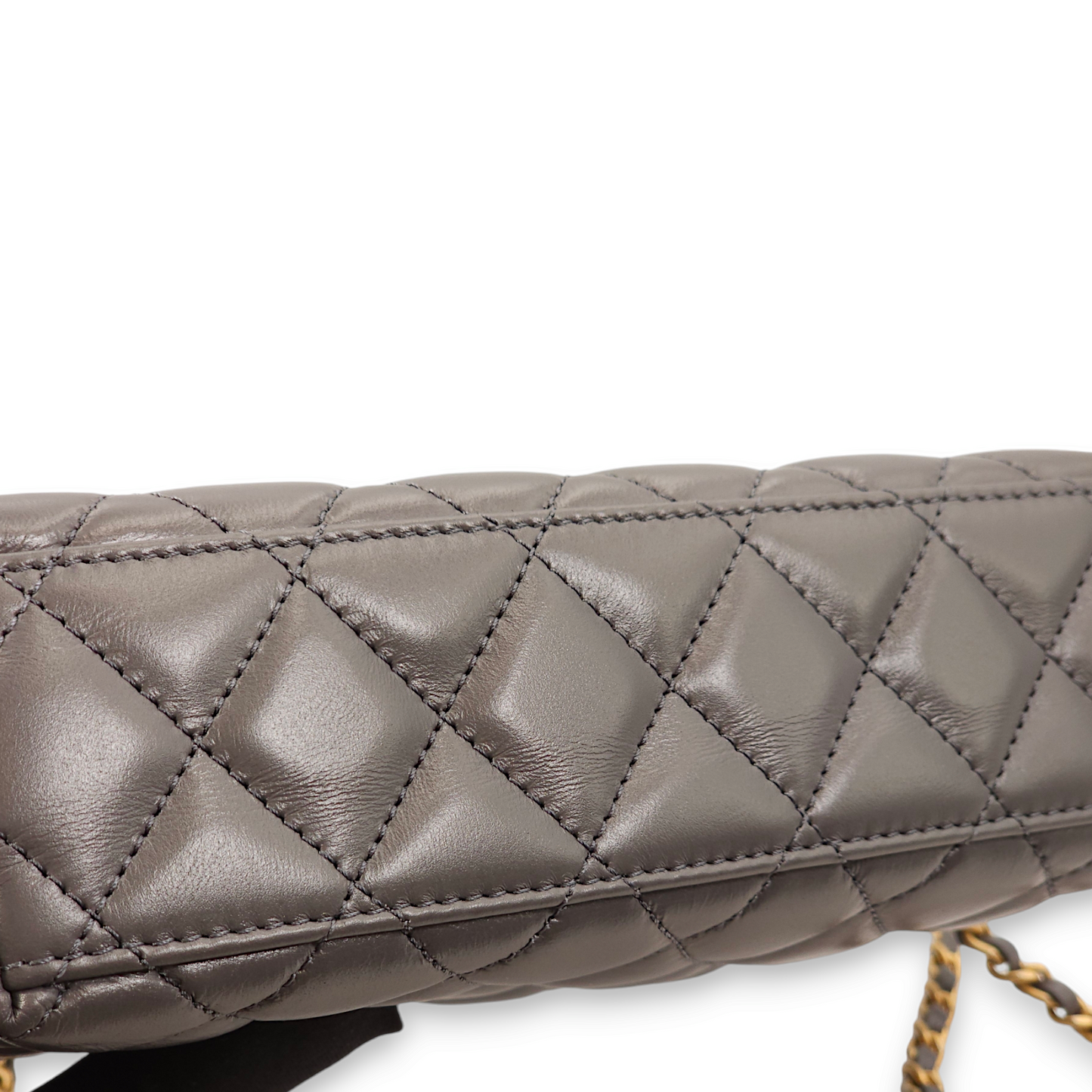 Kelly Mini Grey Crossbody Bag in Lambskin, Gold hardware