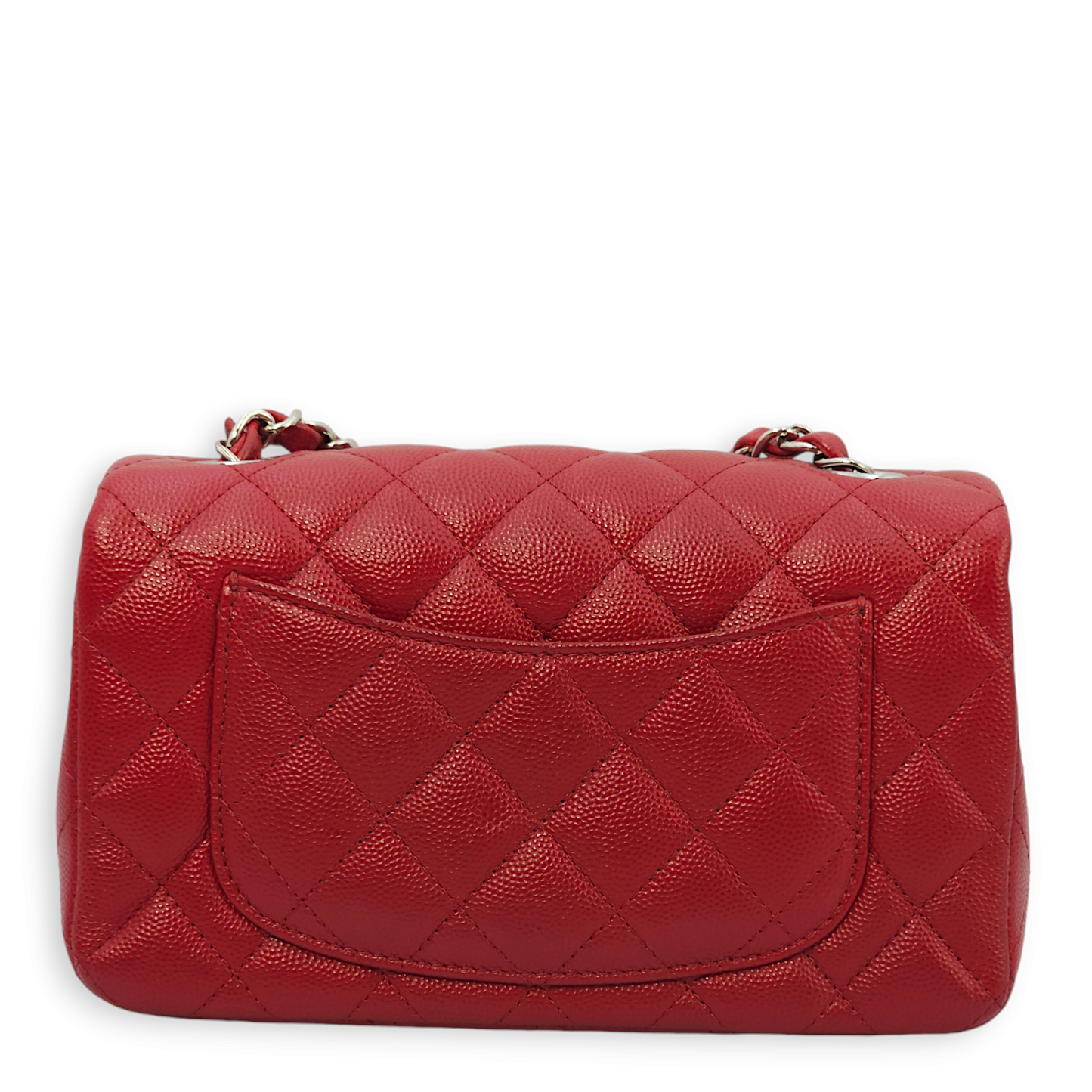 Classic Rectangle Mini Red Crossbody Bag in Caviar Leather, Palladium hardware