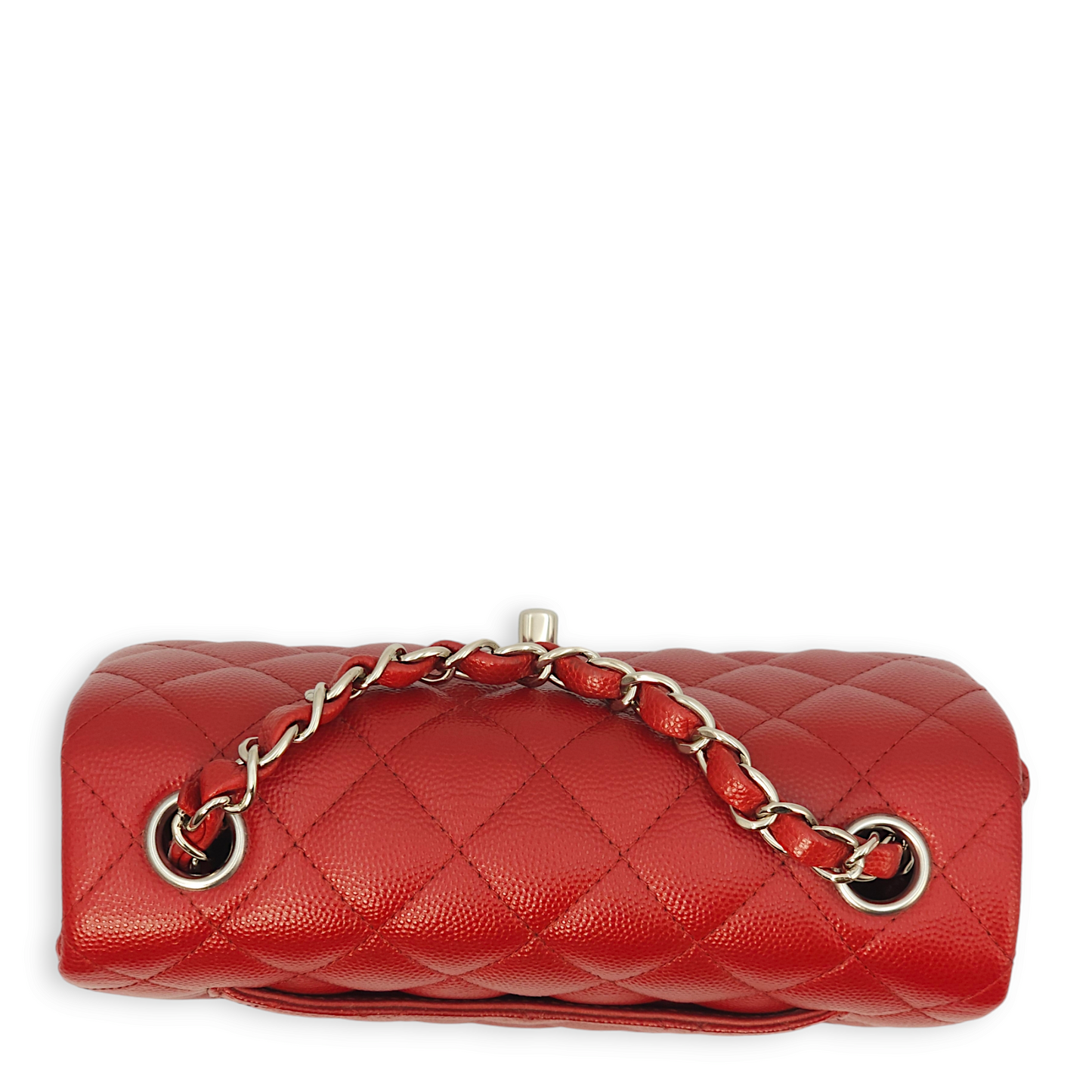 Classic Rectangle Mini Red Crossbody Bag in Caviar Leather, Palladium hardware