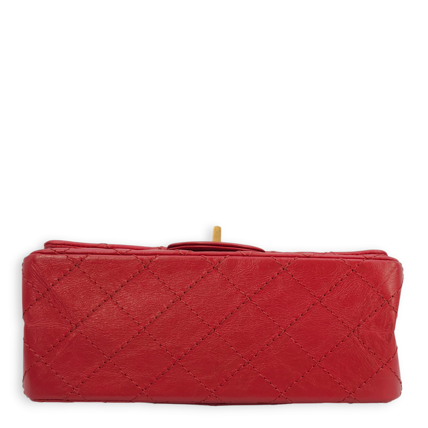 2.55 Reissue Mini Red Crossbody Bag in Distressed leather, Gold hardware