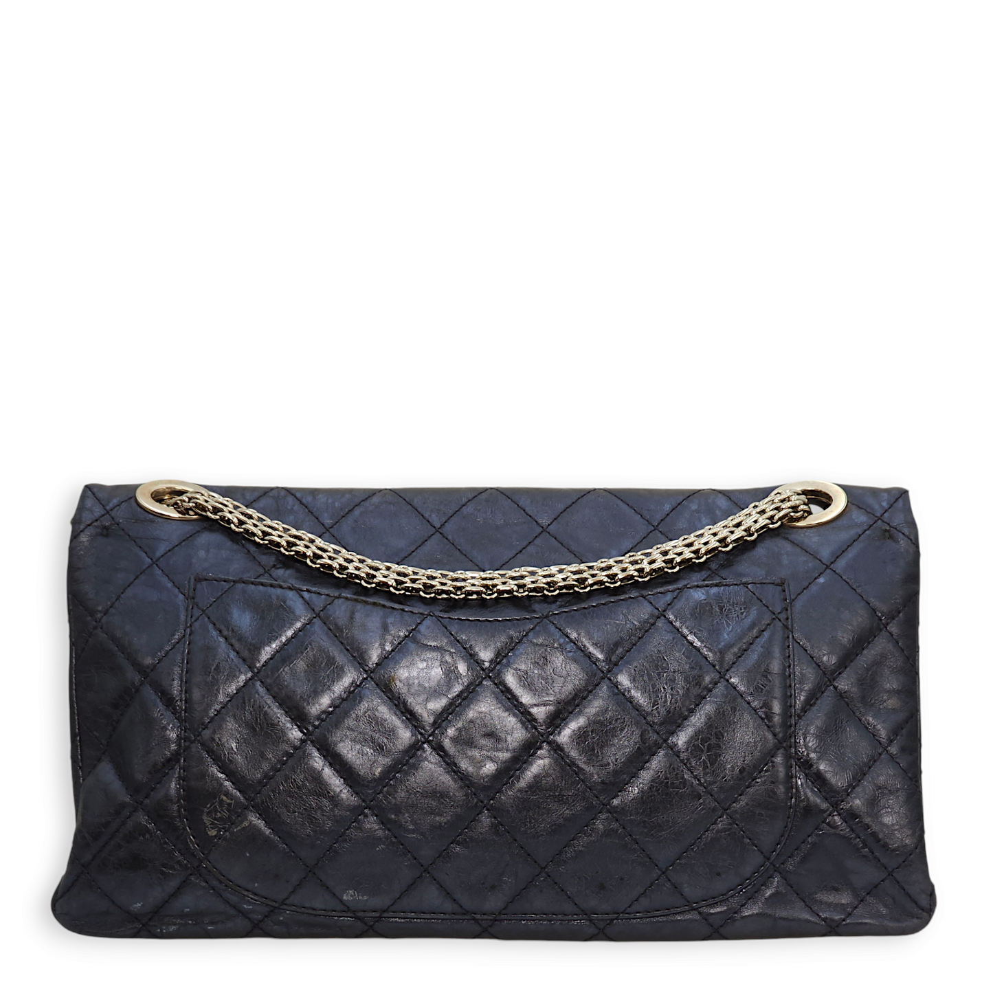 Reissue 228 Metallic Blue Crossbody Bag in Distressed Leather, Palladium hardware