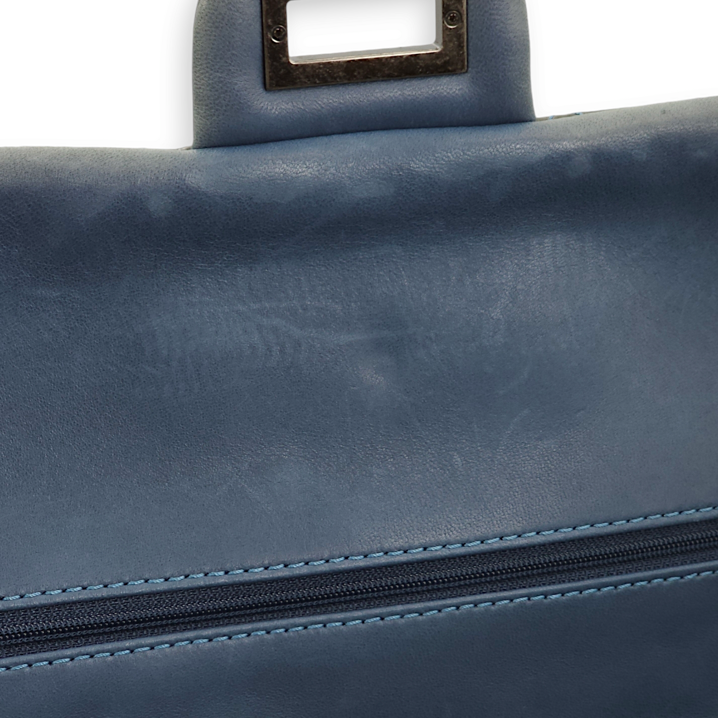 Reissue 227 (31cm) Metallic Blue Crossbody Bag in Patent Leather, Ruthenium hardware