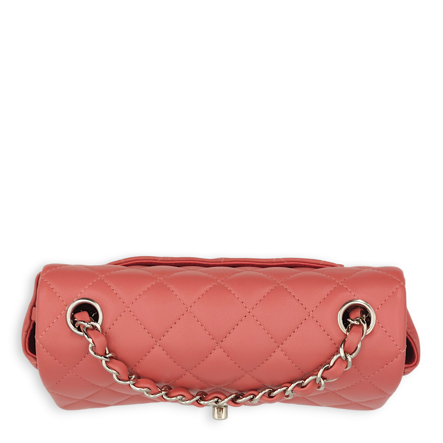 Classic Rectangle Mini Pink Crossbody Bag in Lambskin, Palladium hardware