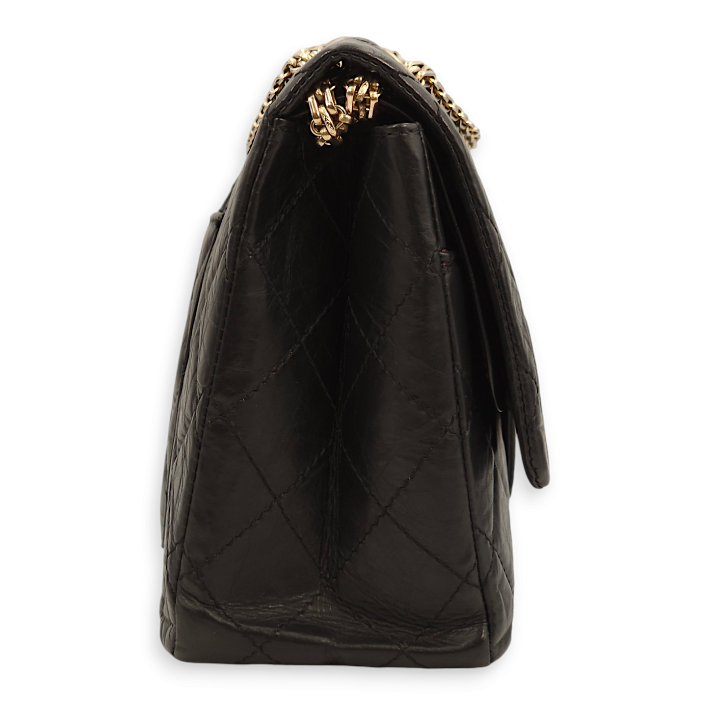 Reissue 227 Black Crossbody Bag in Distressed leather, Gold hardware