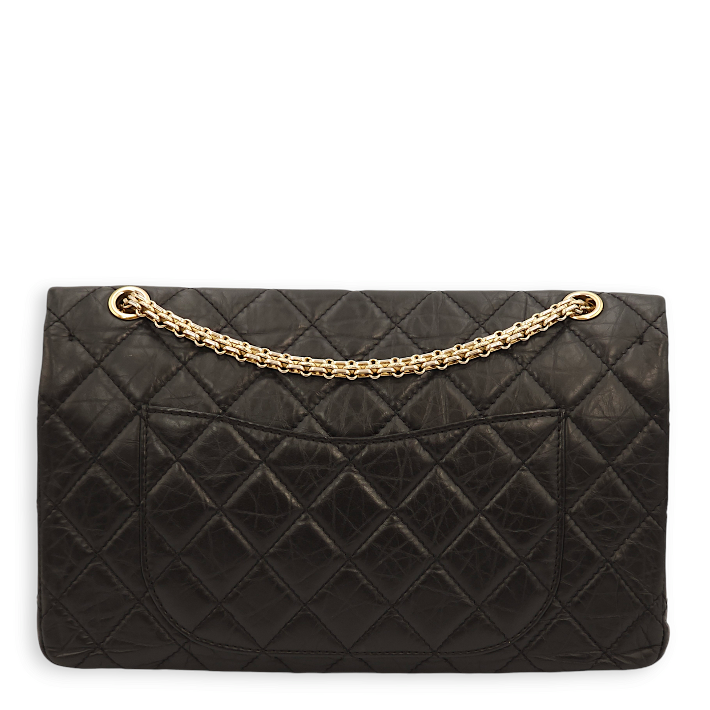 Reissue 227 Black Crossbody Bag in Distressed leather, Gold hardware