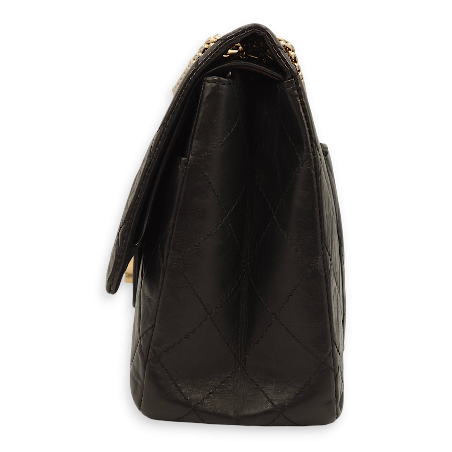 Reissue 227 Black Crossbody Bag in Distressed leather, Gold hardware