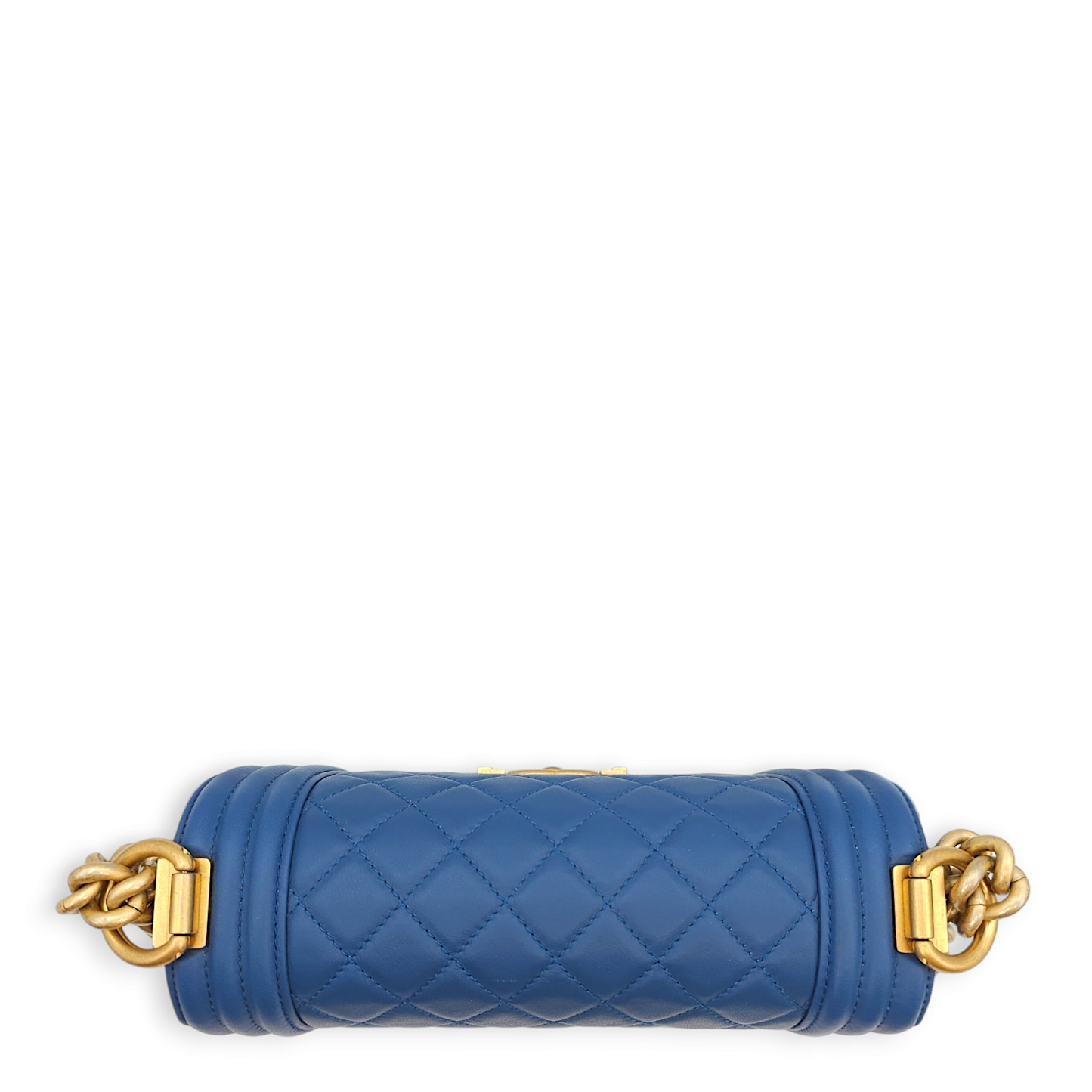 Quilted Le Boy Small Blue Shoulder Bag in Lambskin, Gold hardware