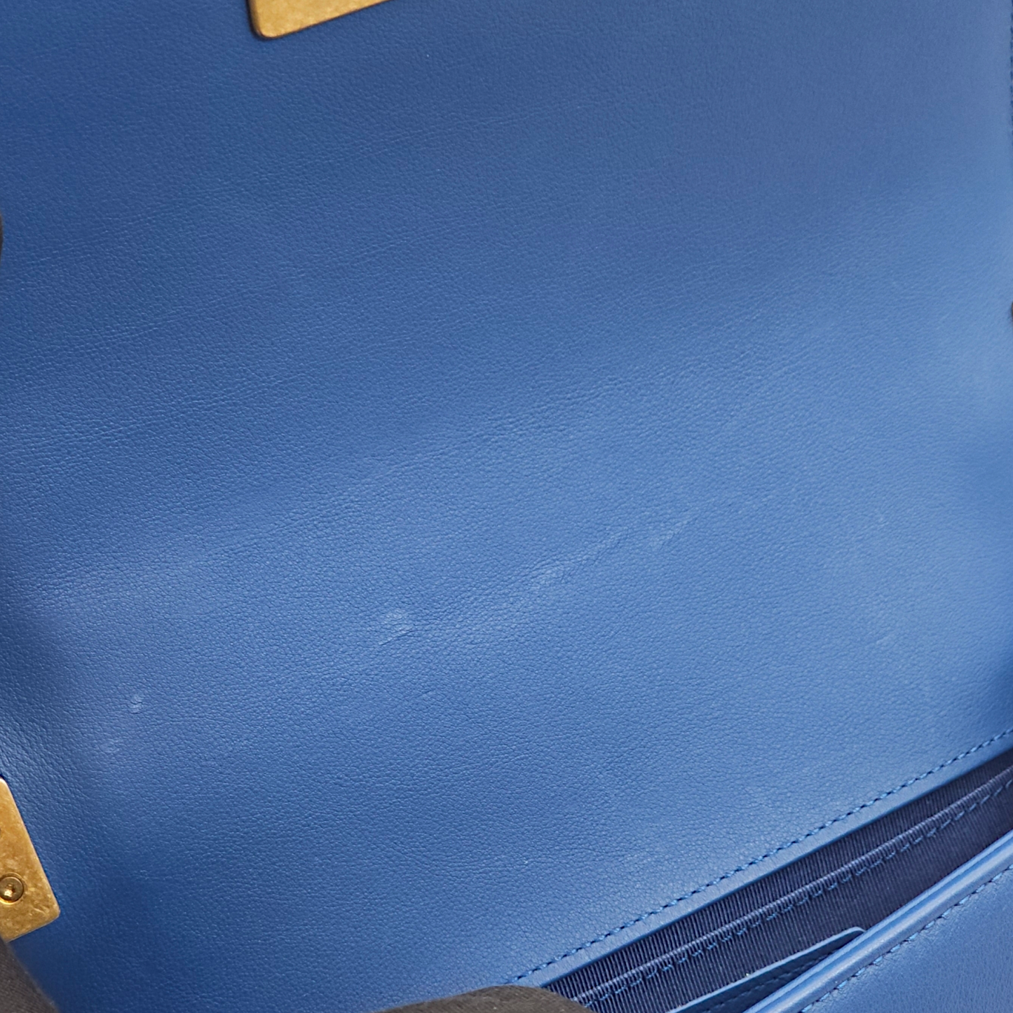 Quilted Le Boy Small Blue Shoulder Bag in Lambskin, Gold hardware