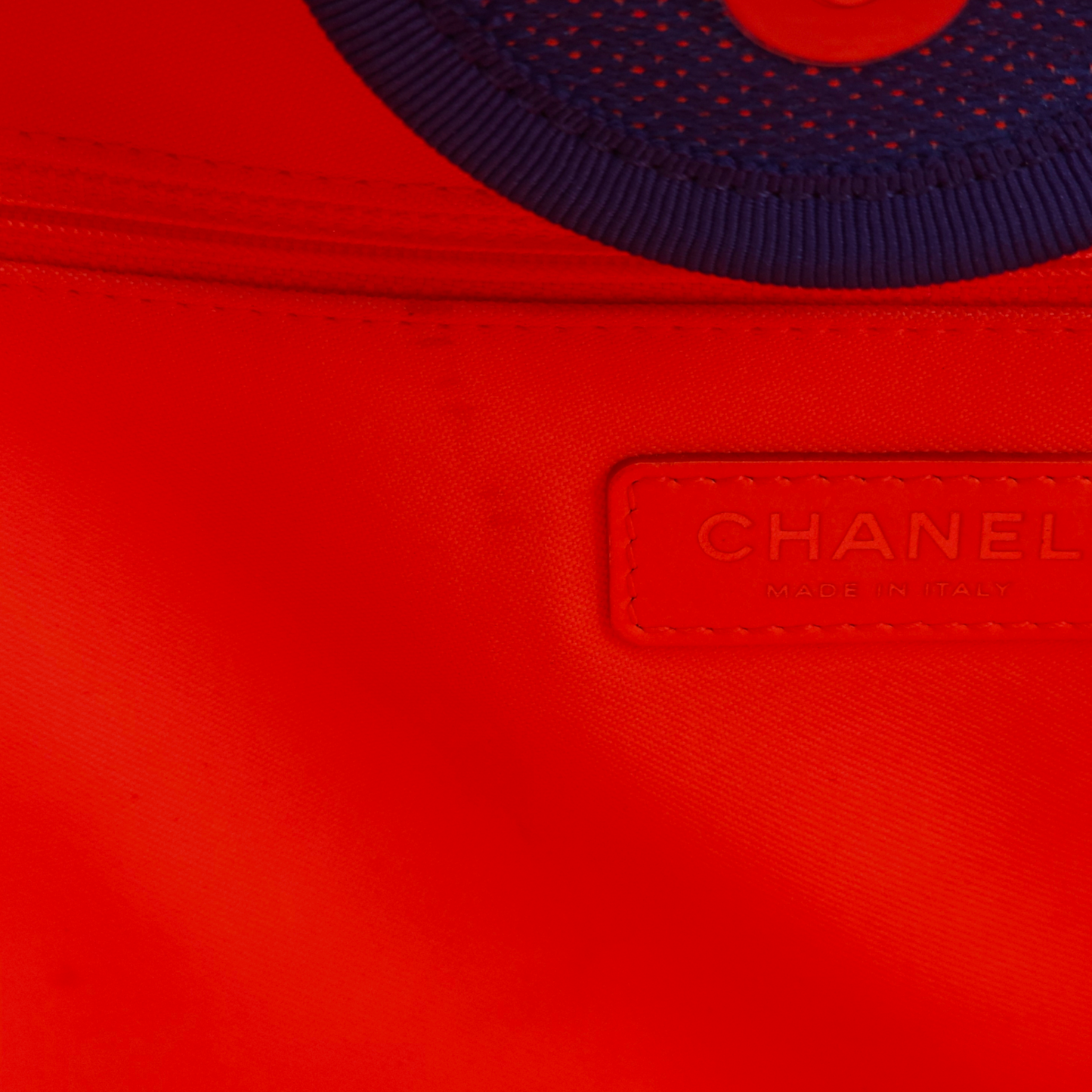 Deauville Large Blue / Orange Tote Bag in Fabric / Canvas, Palladium hardware