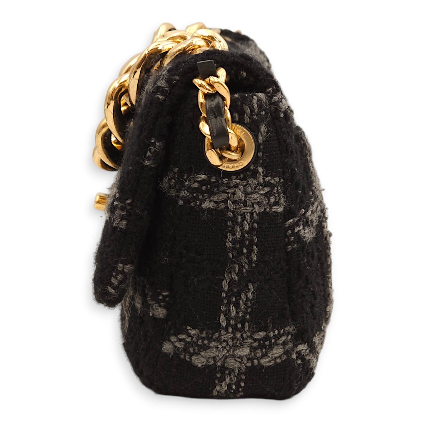 C19 Black Crossbody Bag in Tweed, Gold hardware